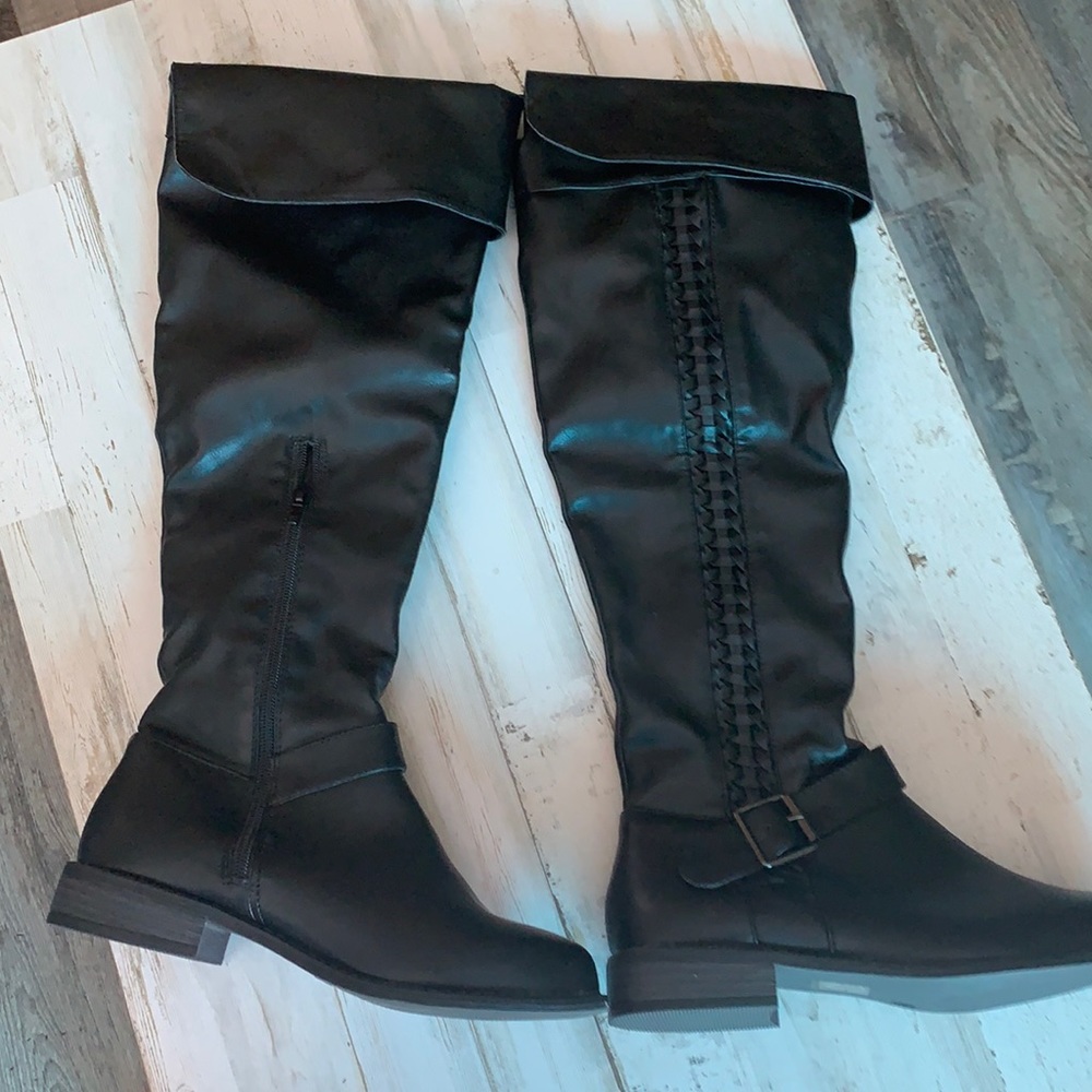 Charlotte Russe over the knee boot black, low heel